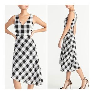Rachel Roy Asymmetrical Hem Plaid Black And White Dress Size 12 NWT